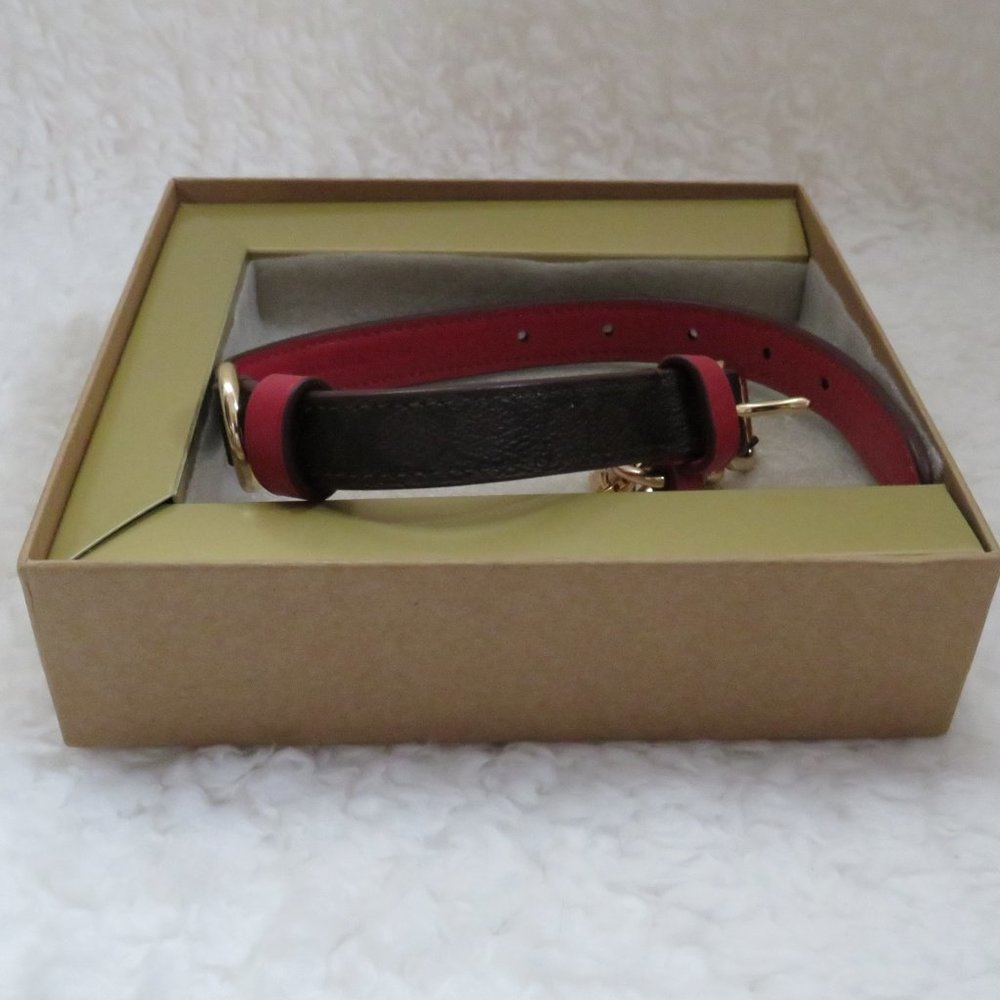 Coach Small Pet Collar (Black/Red Apple)